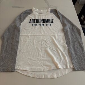 abercrombie kids White & Gray Long Sleeve Logo Tee